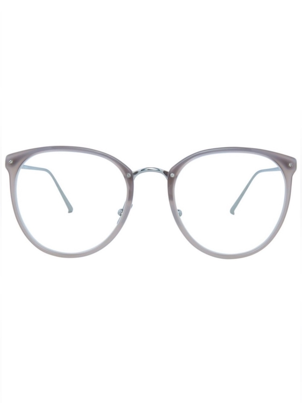 NWT Linda Farrow Calthorpe Oval Optical Glasses Milky Grey White Gold Full Set